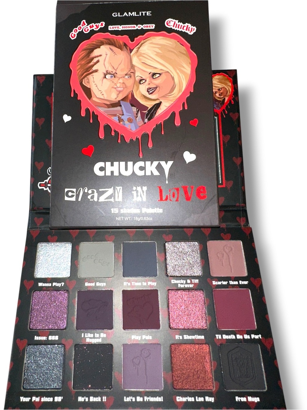 Chucky x Glamlite "Crazy in Love" Eyeshadow Palette NIB COLLECTIBLE 12 Shades